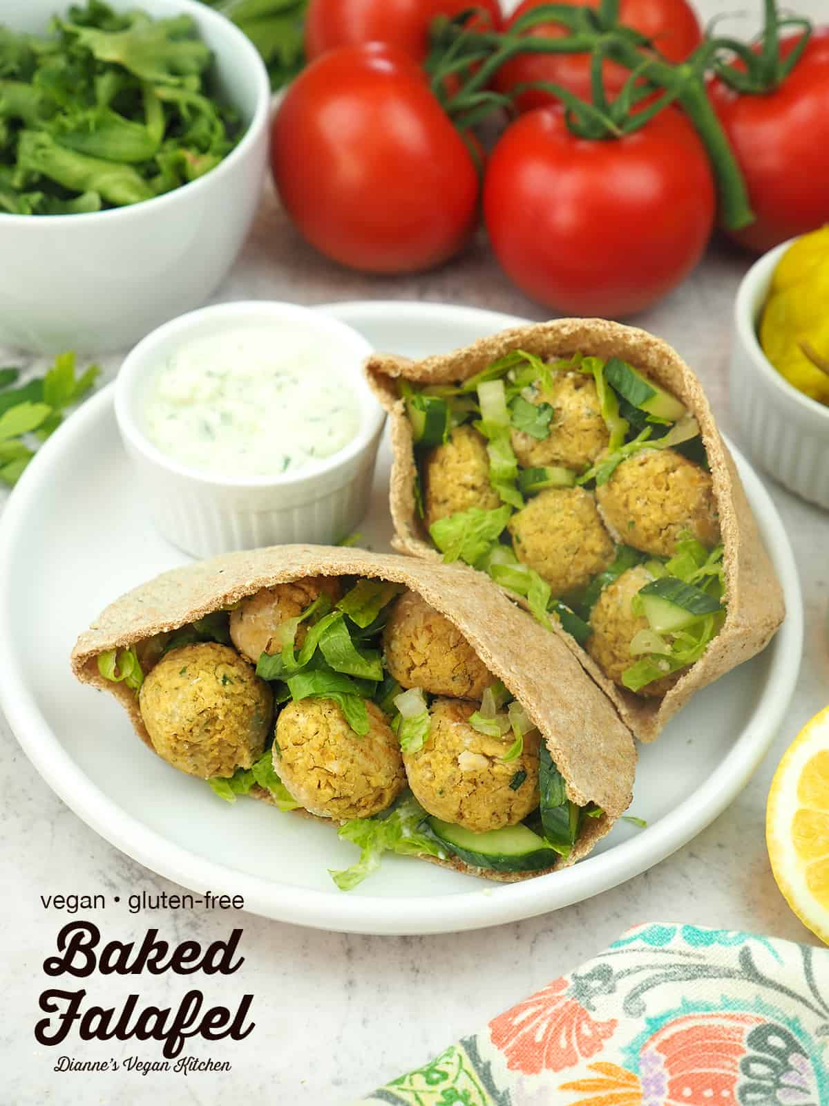 falafels on plate with text overlay 