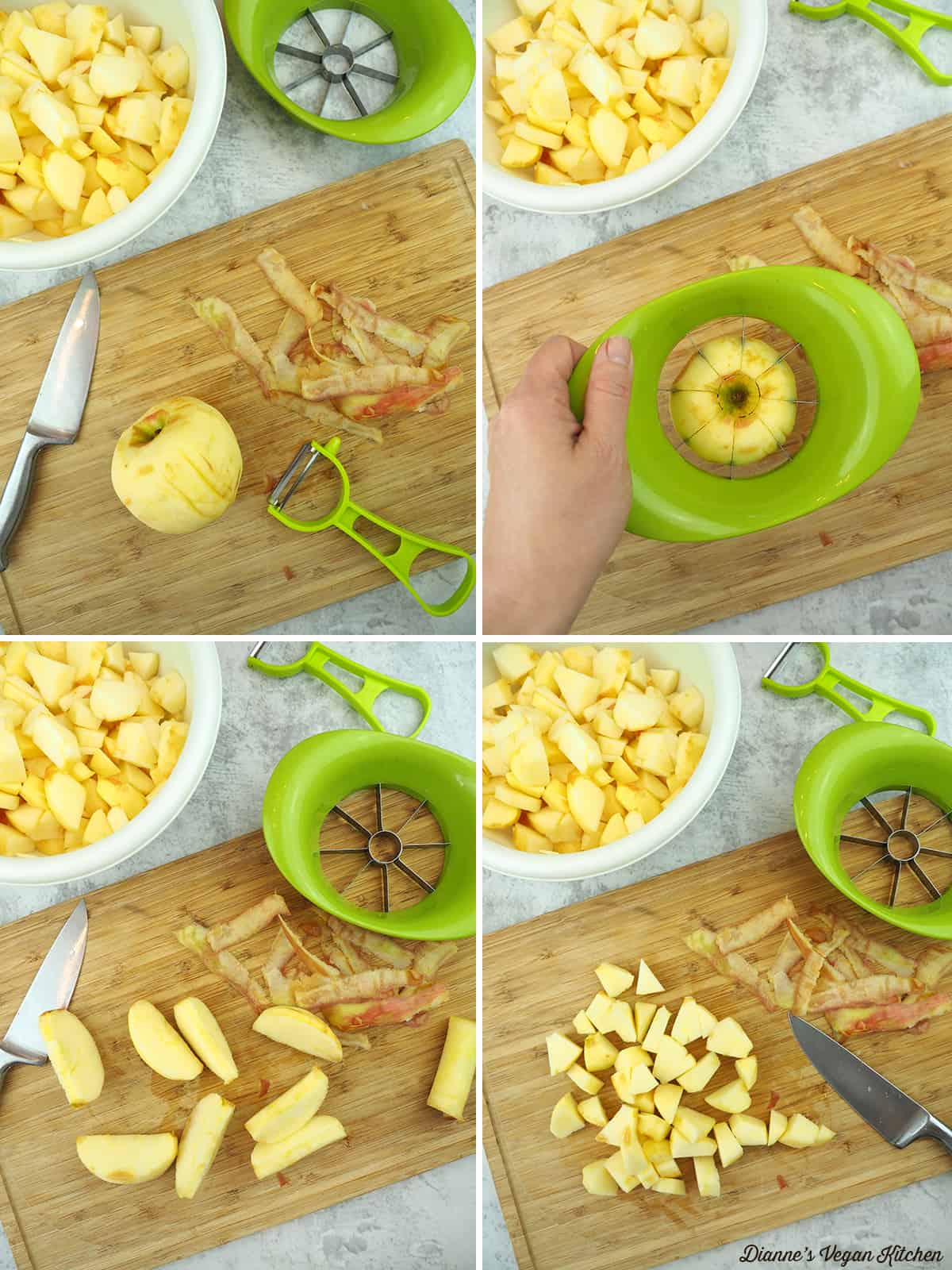 cutting apples collage